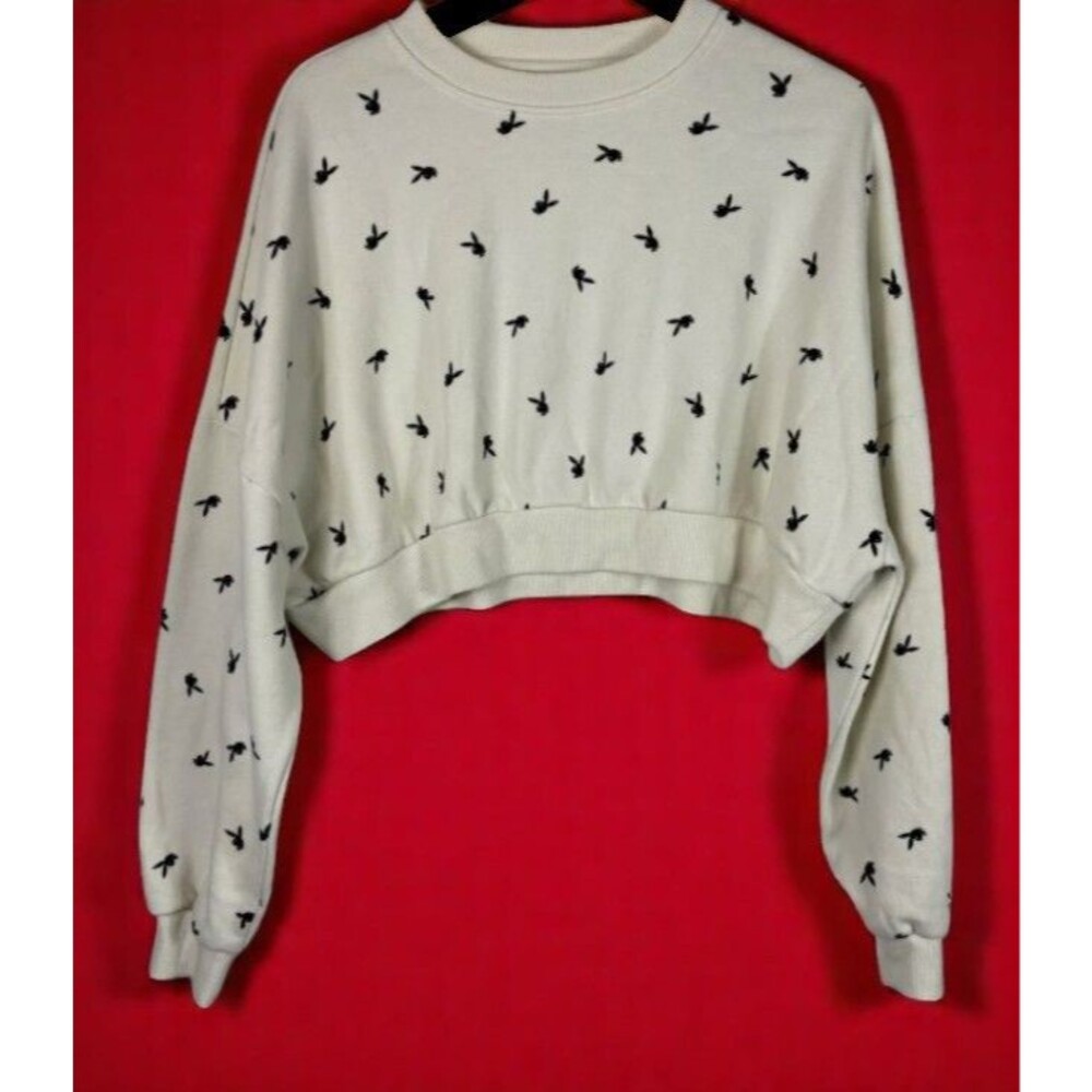 Playboy Bunny Crop Top Sweatshirt  Sweat Shirt Logo Cropped Top Womens Play Boy